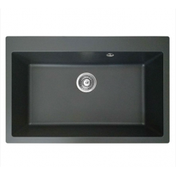 Ένθετος Νεροχύτης Γρανιτένιος Συνθετικός Duralit Με 1 Γούρνα 76x50 εκ. KZ075 Negro Grafito